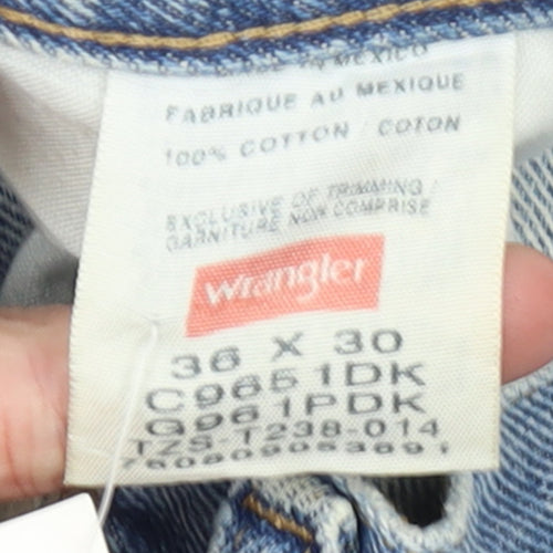 Wrangler Men's Light Blue 36x30 Straight Regular Fit Denim Jeans