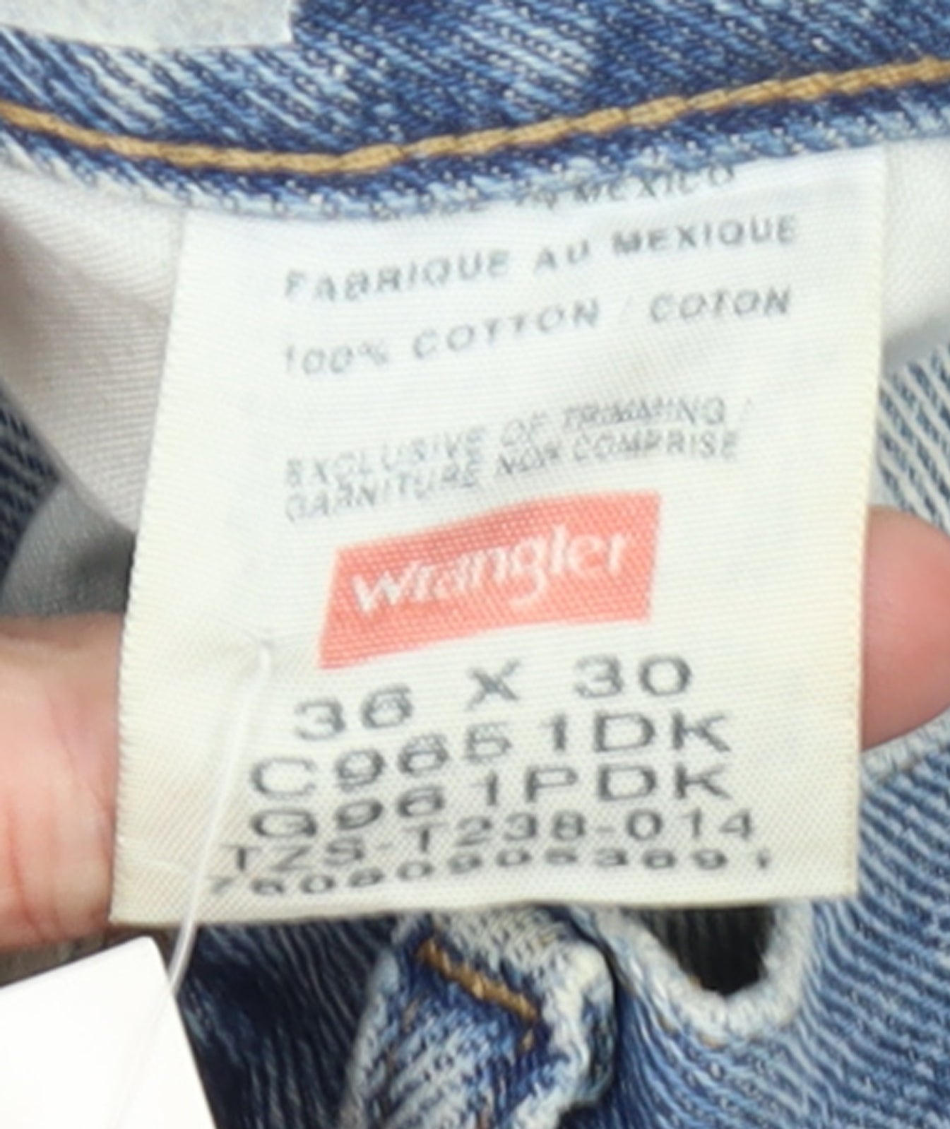 Wrangler Men's Light Blue 36x30 Straight Regular Fit Denim Jeans