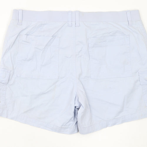 Lee Women's Light Blue Cargo Shorts Size 18M Regular Fit Mid Rise Cotton Blend
