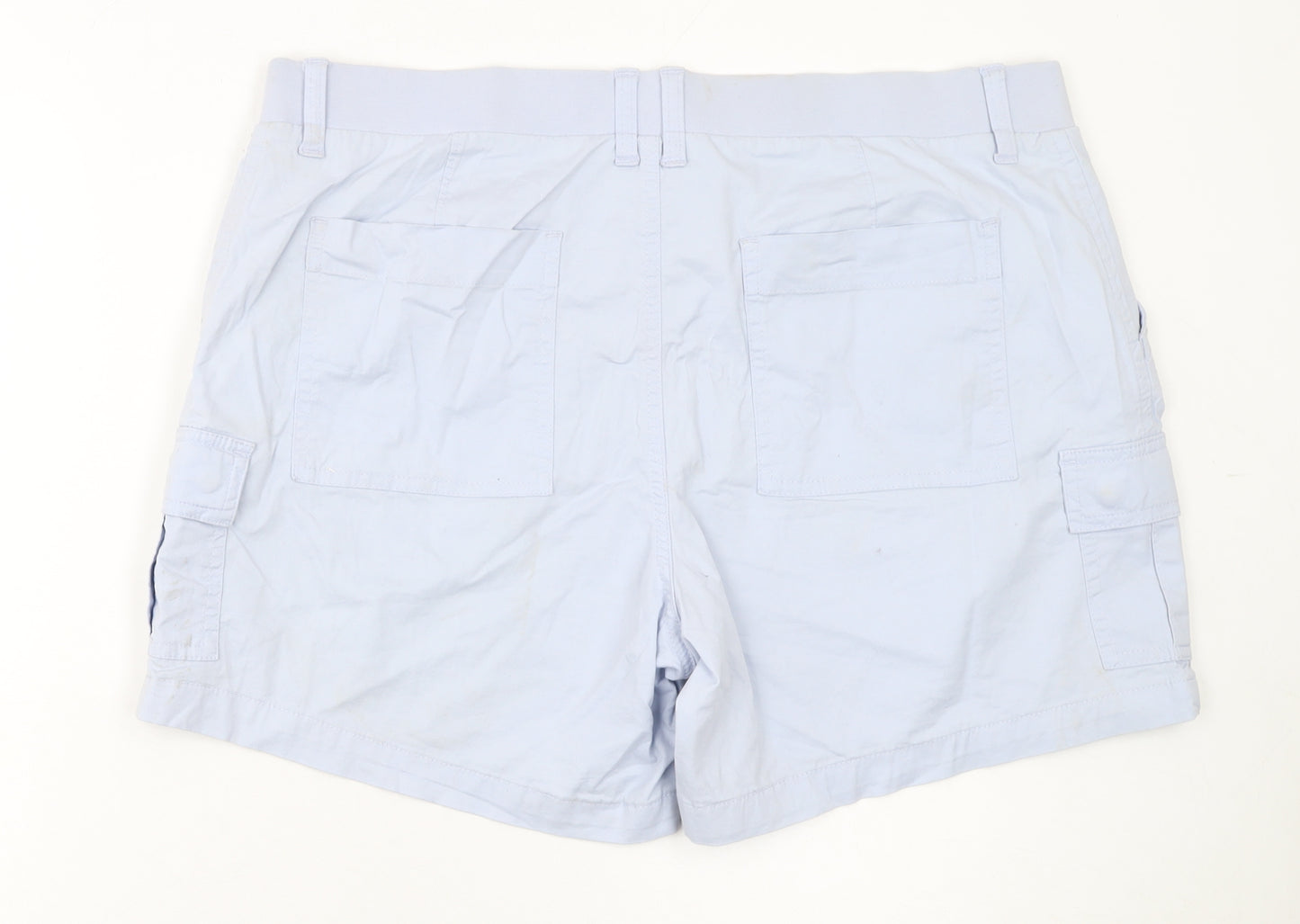 Lee Women's Light Blue Cargo Shorts Size 18M Regular Fit Mid Rise Cotton Blend