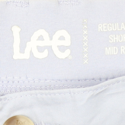Lee Women's Light Blue Cargo Shorts Size 18M Regular Fit Mid Rise Cotton Blend