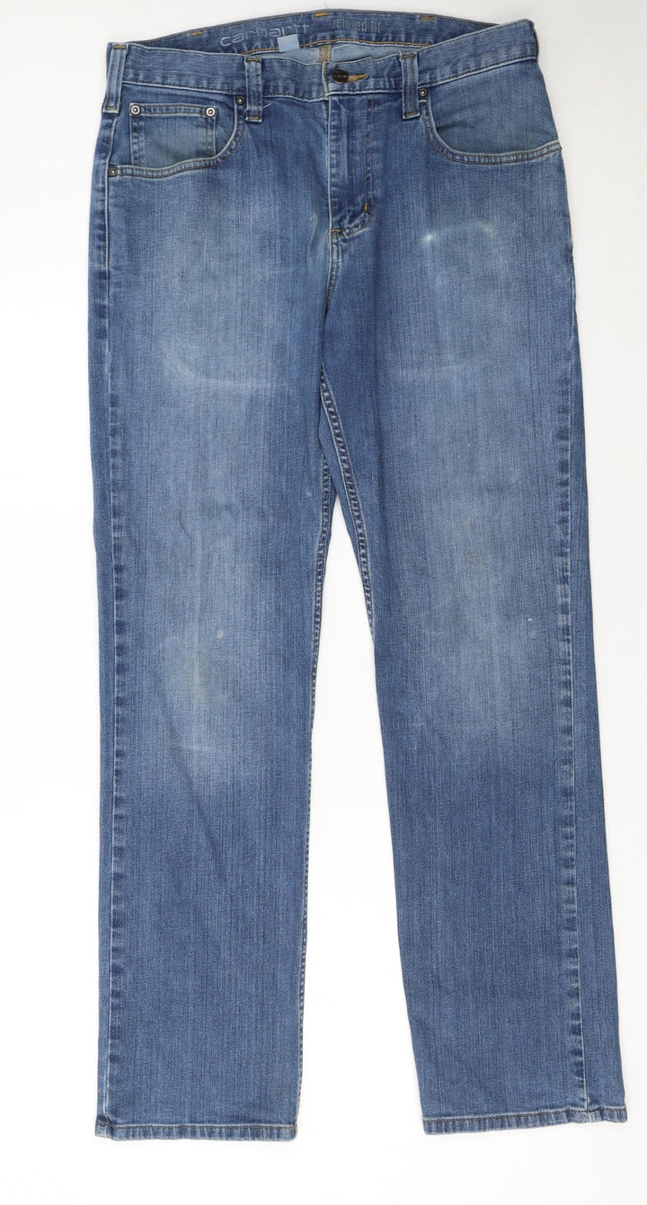 Carhartt Men's Blue Relaxed Fit Straight Denim Jeans 34x32