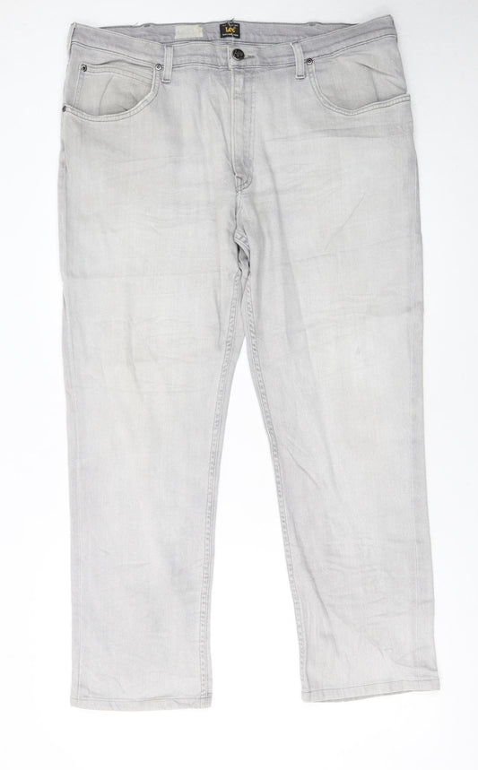 Lee Men’s Grey Brooklyn Straight Jeans 40W 34L Denim Stretch