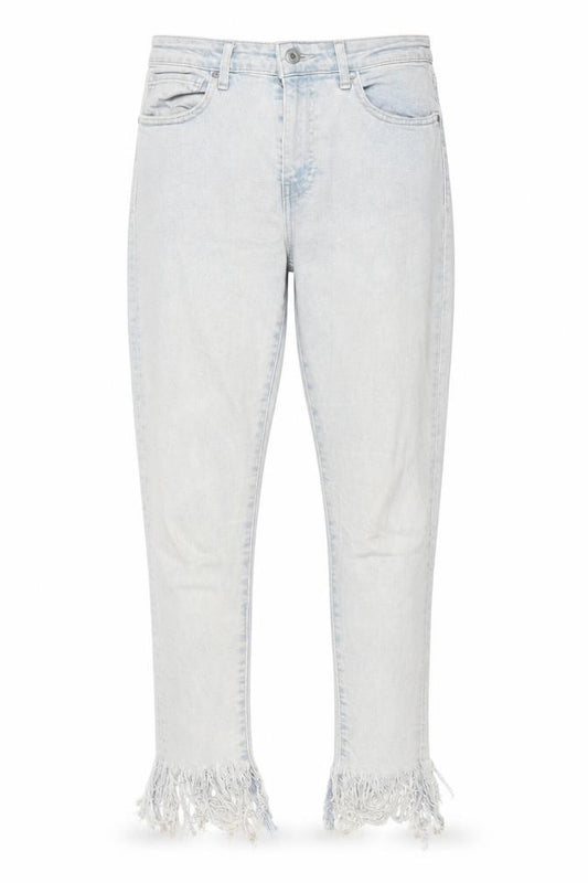 Front view of Levi's Made & Crafted Women's Light Blue Skinny Fringe Jeans, size 12