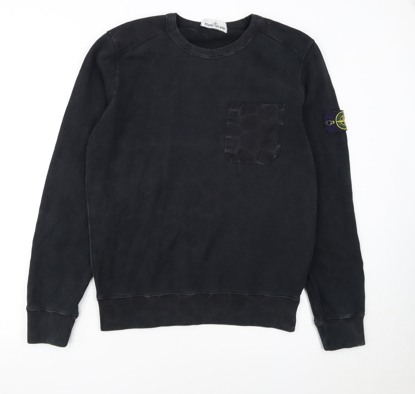 Stone Island Men’s Black Cotton Crew Neck Sweatshirt M