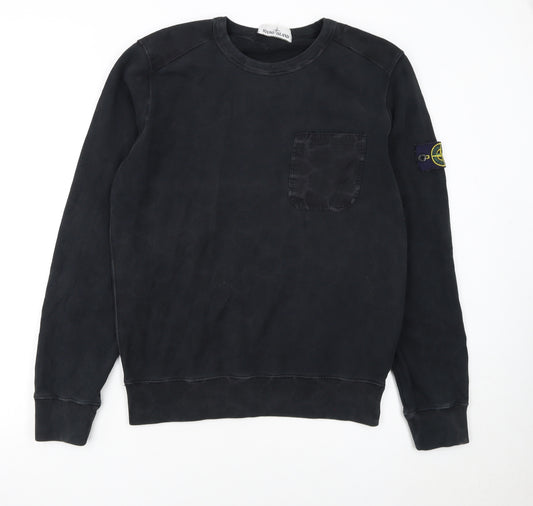 Stone Island Men’s Black Cotton Crew Neck Sweatshirt M