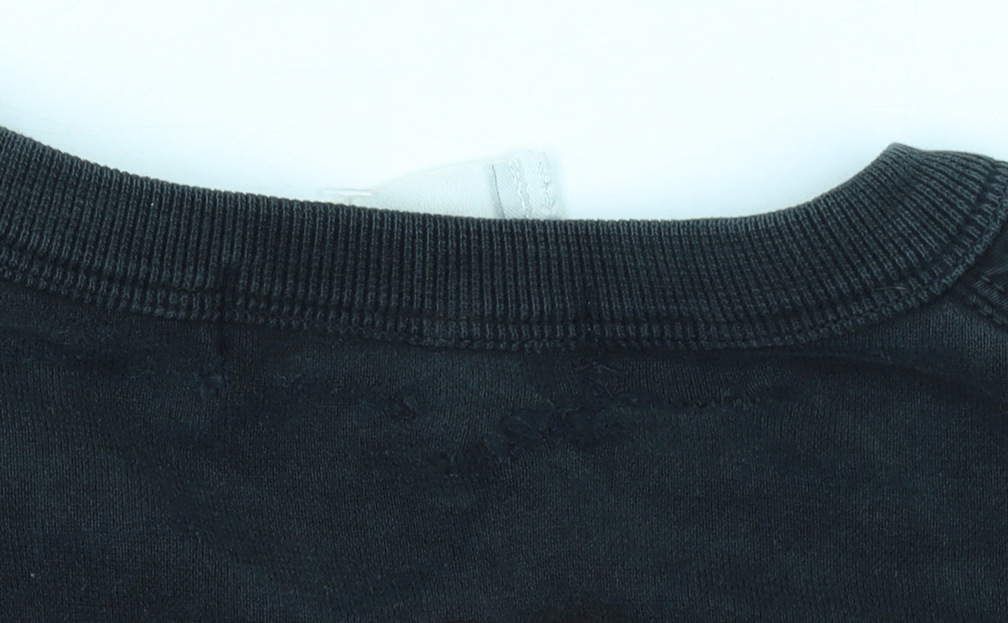Stone Island Men’s Black Cotton Crew Neck Sweatshirt M
