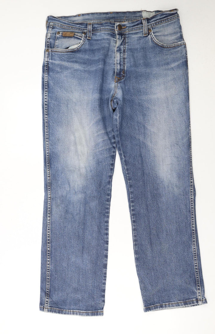 Wrangler Mens Blue Straight Denim Jeans W36 L30 Texas Stretch