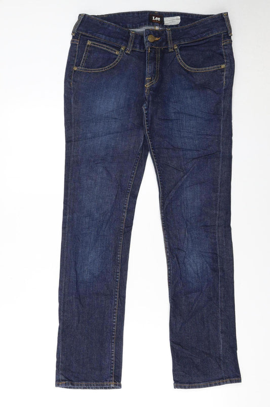 Lee Women's Blue Amy Straight Fit Stretch Denim Jeans Size 14