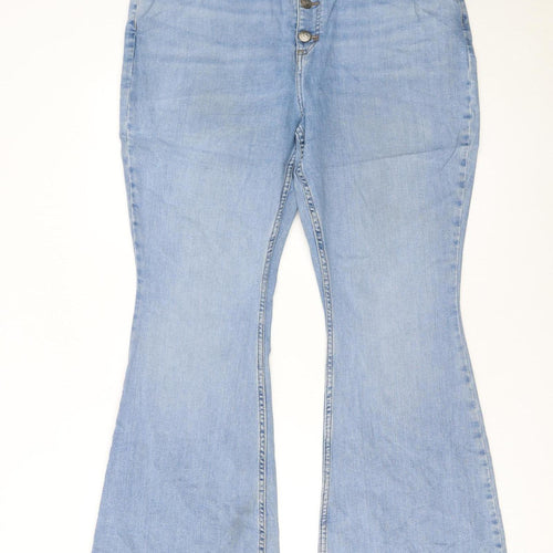 Lee Women's Blue Flared Denim Jeans Size 18 Petite Mid Rise