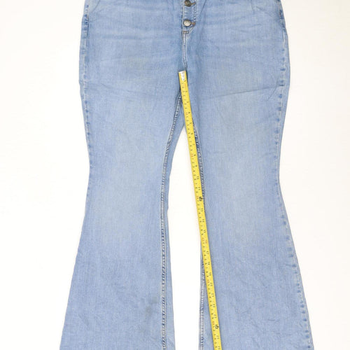 Lee Women's Blue Flared Denim Jeans Size 18 Petite Mid Rise