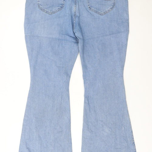 Lee Women's Blue Flared Denim Jeans Size 18 Petite Mid Rise