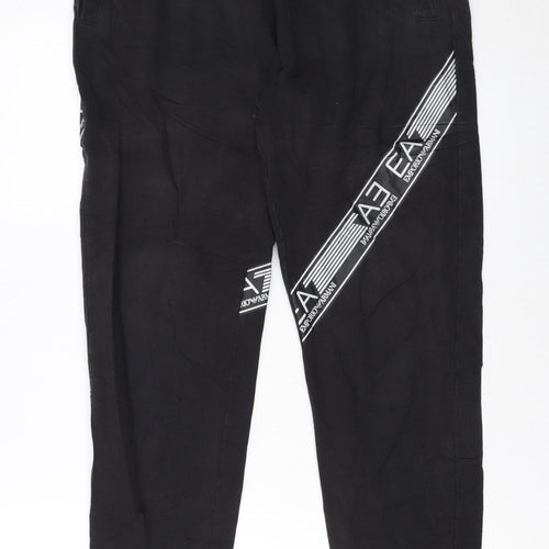 Emporio Armani EA7 Men's Black Jogger Trousers Size M Logo Stretch