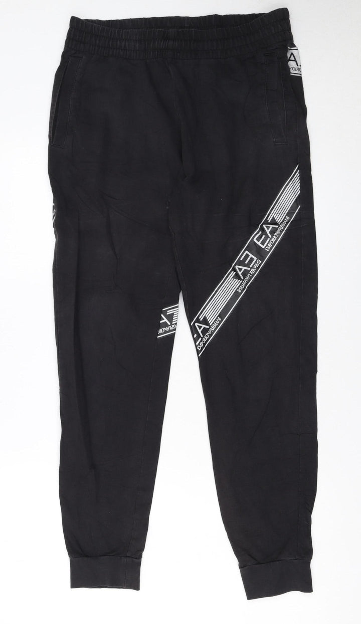 Emporio Armani EA7 Men's Black Jogger Trousers Size M Logo Stretch