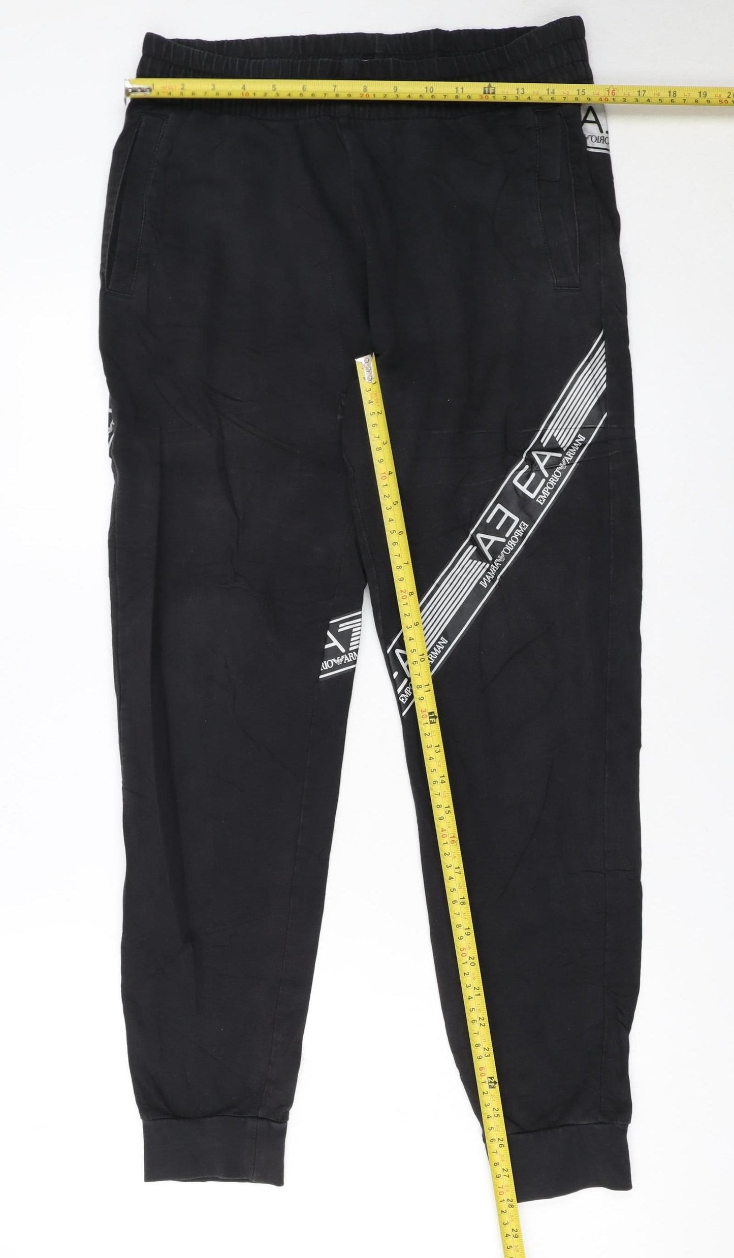 Emporio Armani EA7 Men's Black Jogger Trousers Size M Logo Stretch