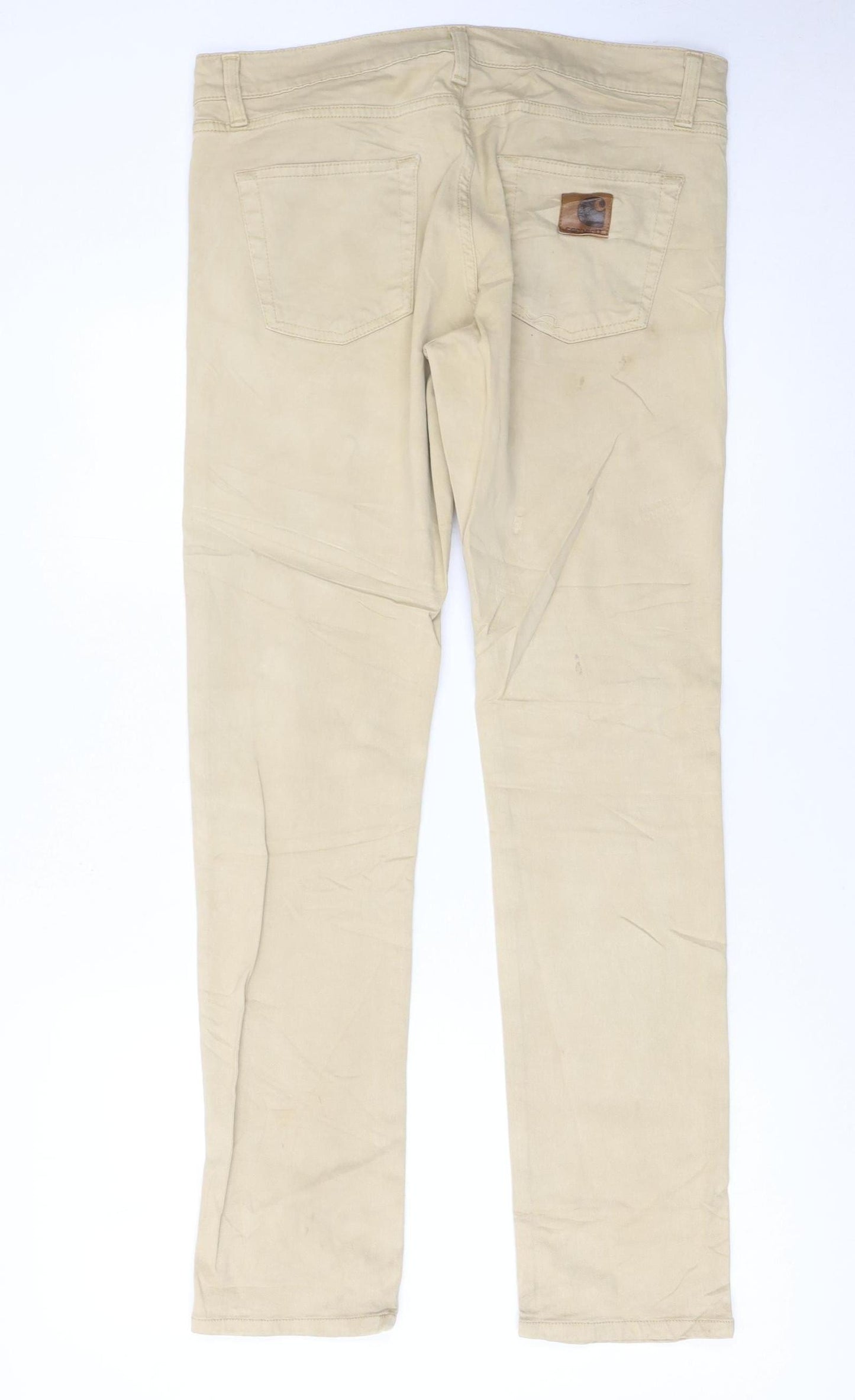 Carhartt Men's Beige Rebel Slim Fit Straight Jeans 33x32