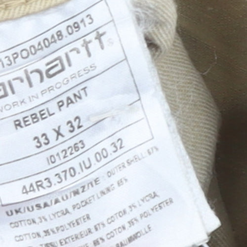 Carhartt Men's Beige Rebel Slim Fit Straight Jeans 33x32