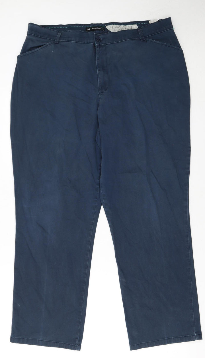 Lee Women’s Blue Relaxed Fit Chino Trousers Size 18 Cotton Blend