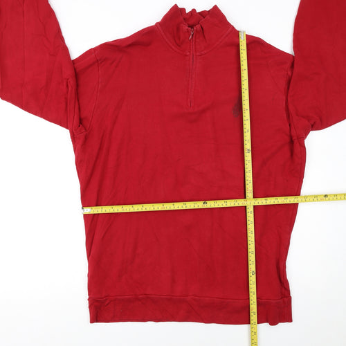 Ralph Lauren Polo Golf Men Red 1/4 Zip Cotton Sweatshirt Size L