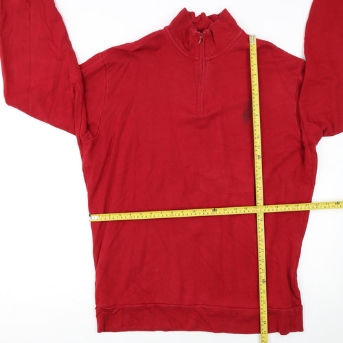 Ralph Lauren Polo Golf Men Red 1/4 Zip Cotton Sweatshirt Size L