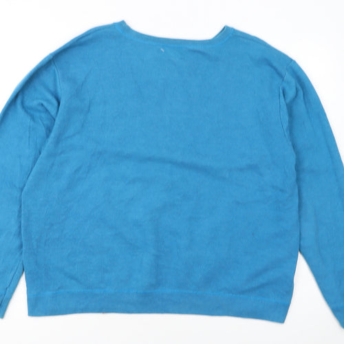 Hanes Premium Blue Pullover Sweatshirt Women XL Cotton Blend Casual