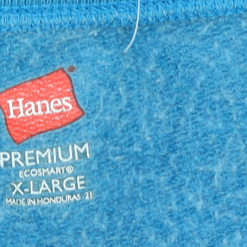 Hanes Premium Blue Pullover Sweatshirt Women XL Cotton Blend Casual