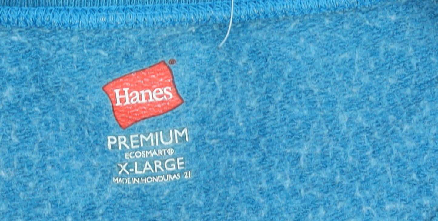 Hanes Premium Blue Pullover Sweatshirt Women XL Cotton Blend Casual