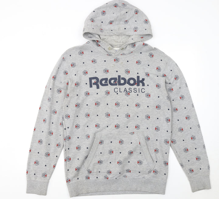 Reebok Classic Men's Grey Pullover Hoodie M Graphic Print Sportswear