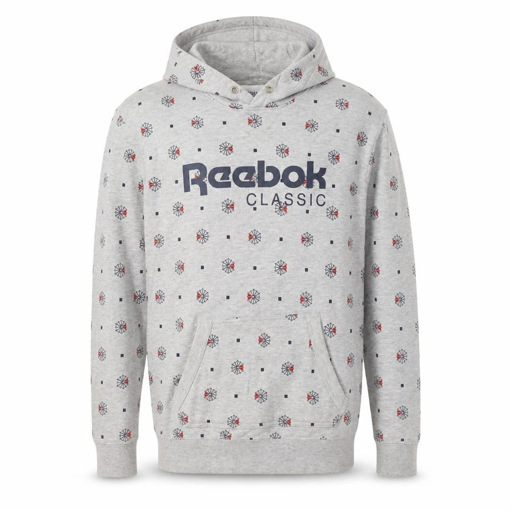 Reebok Classic Men's Grey Pullover Hoodie M Graphic Print Sportswear