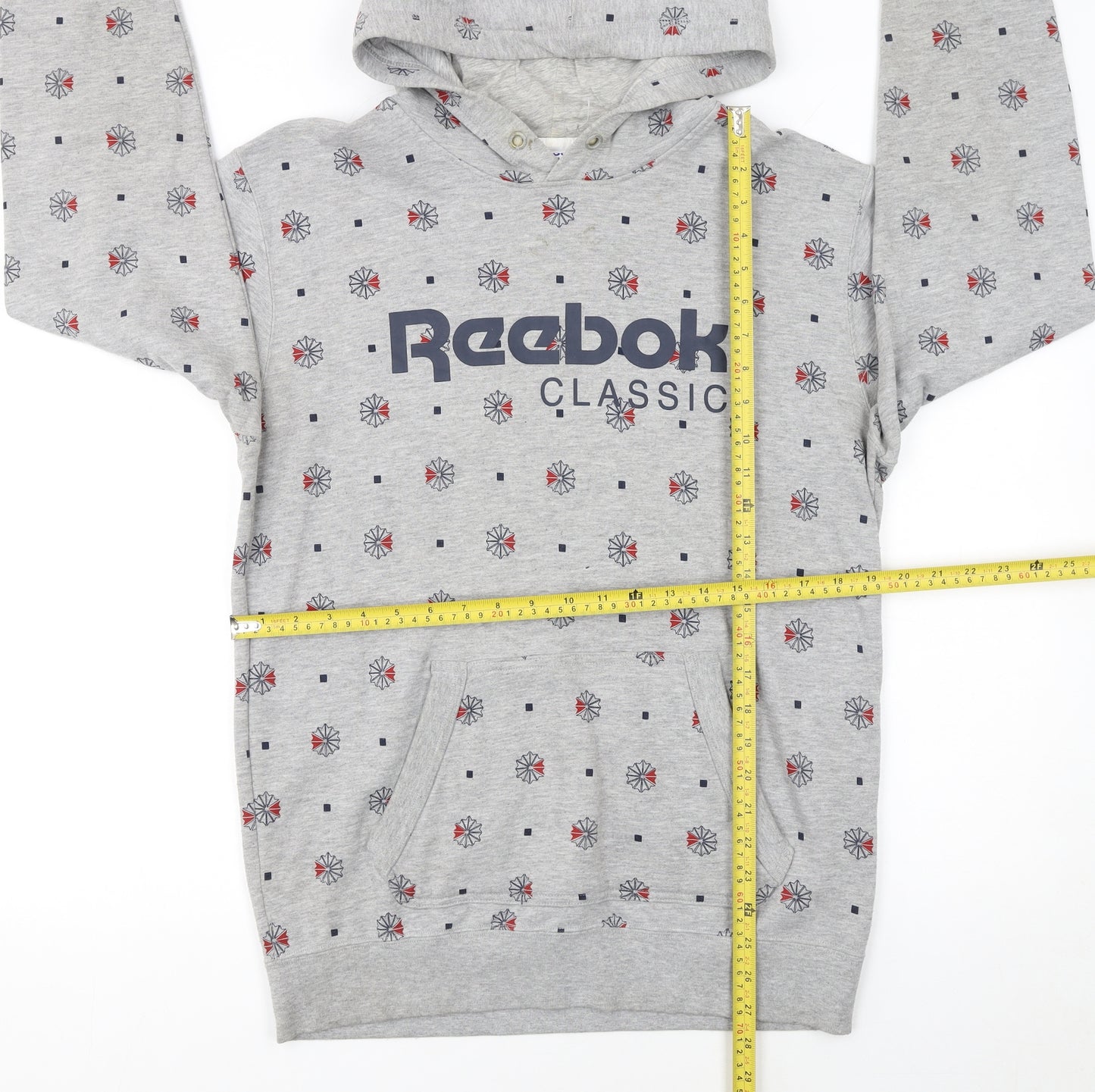 Reebok Classic Men's Grey Pullover Hoodie M Graphic Print Sportswear