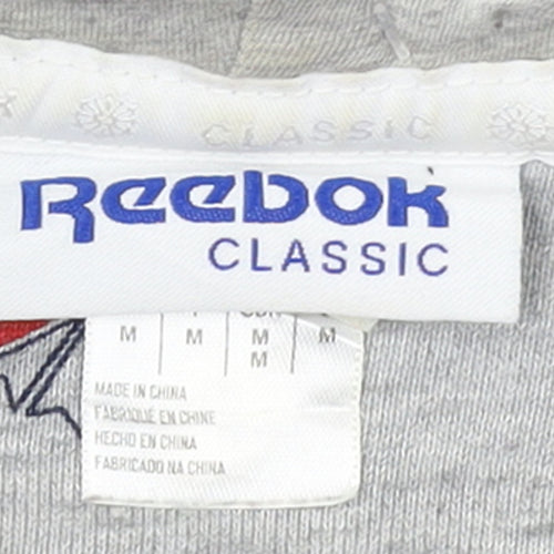 Reebok Classic Men's Grey Pullover Hoodie M Graphic Print Sportswear