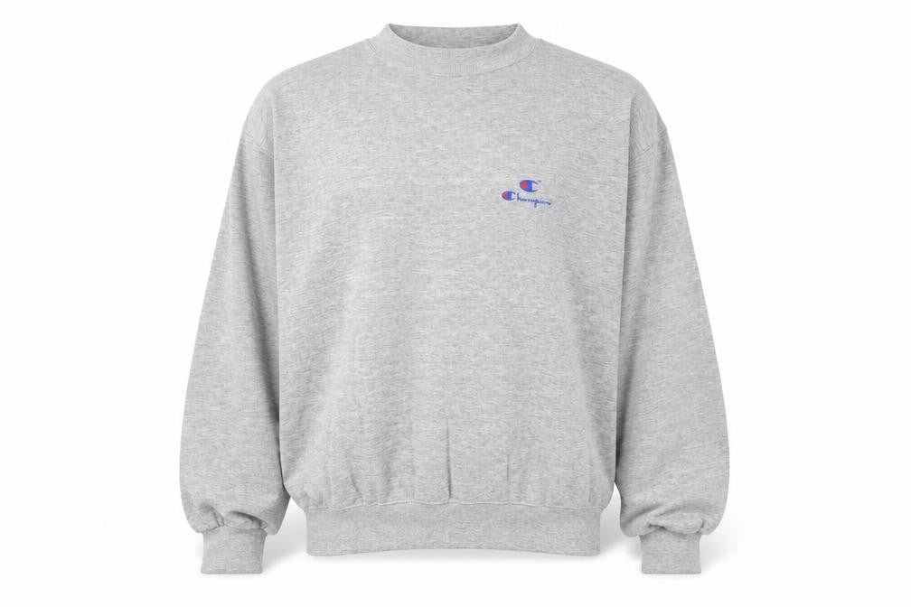 Front view of Champion Men's Grey XL Pullover Sweatshirt Logo Vintage