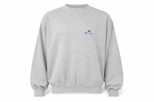 Front view of Champion Men's Grey XL Pullover Sweatshirt Logo Vintage
