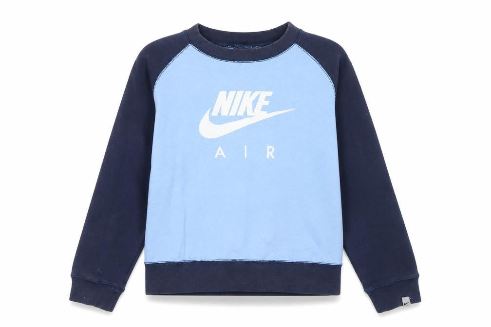 Front view of Nike girls’ blue pullover sweatshirt m 12 years logo crew neck jumper