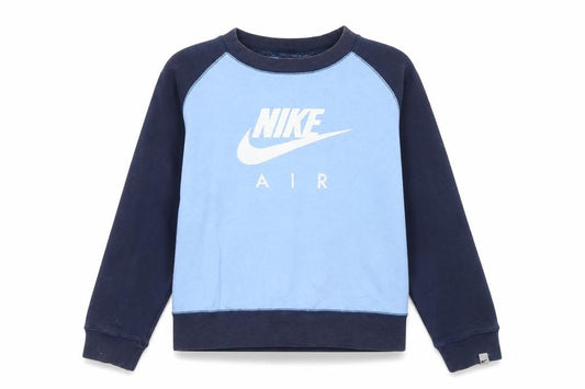 Front view of Nike girls’ blue pullover sweatshirt m 12 years logo crew neck jumper