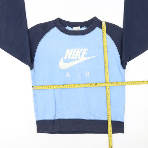 Nike Girls Blue Pullover Sweatshirt M 12 Years Logo Crew Neck Jumper