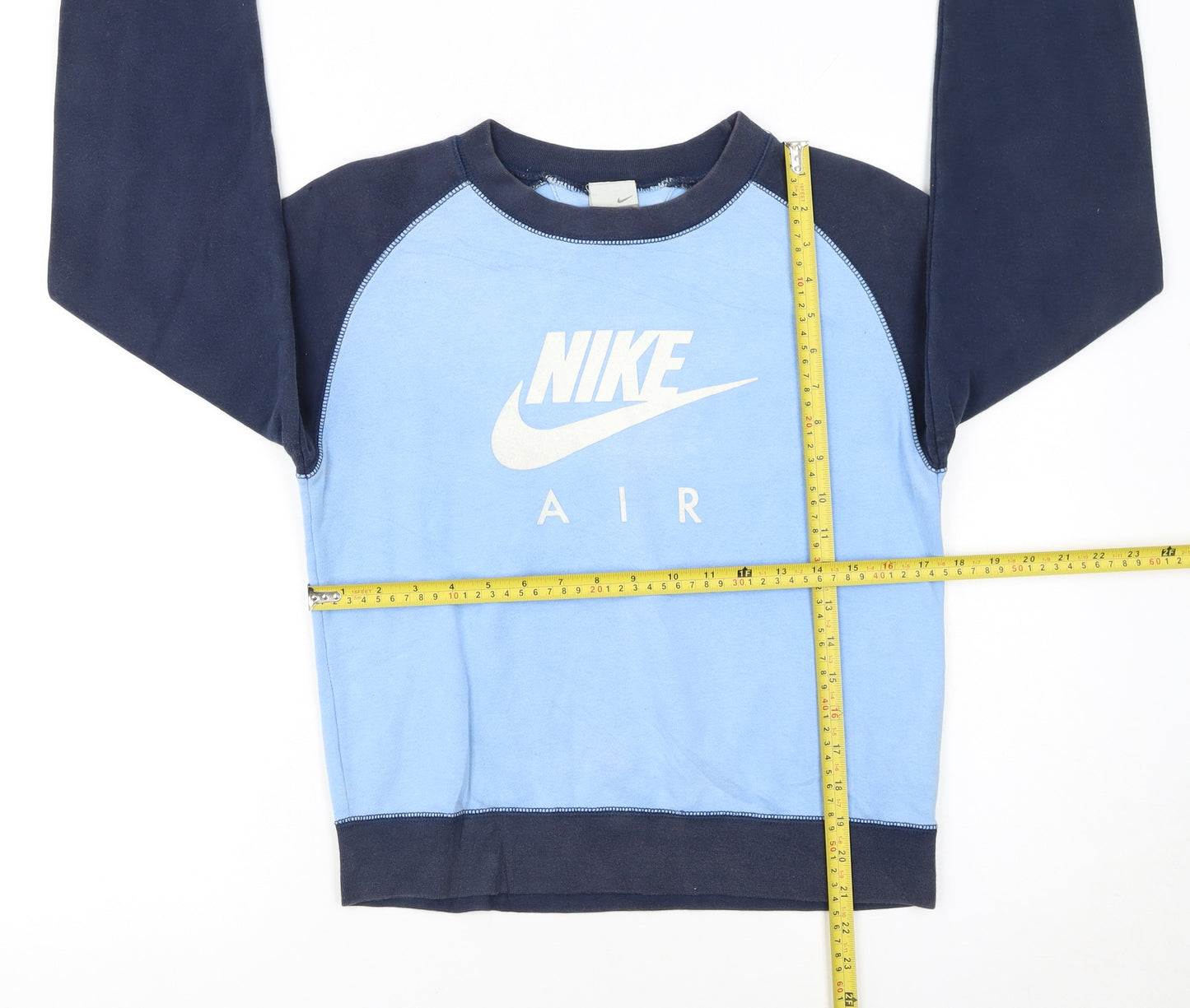 Nike Girls Blue Pullover Sweatshirt M 12 Years Logo Crew Neck Jumper