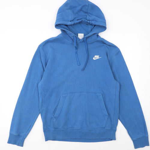 Nike Men's Blue Pullover Hoodie Size S Regular Fit Logo Design