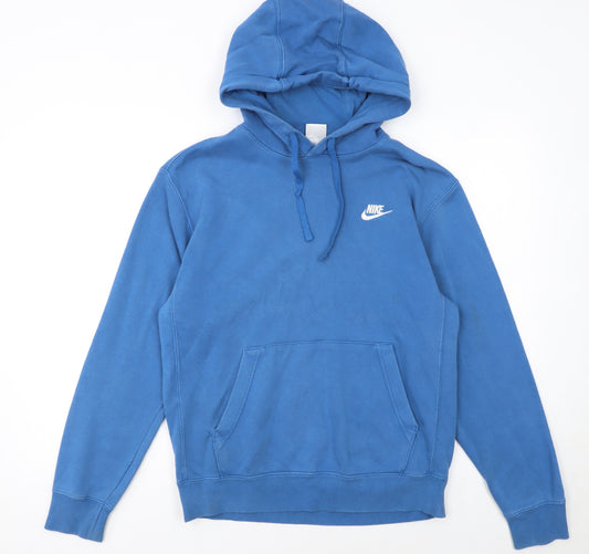Nike Men's Blue Pullover Hoodie Size S Regular Fit Logo Design