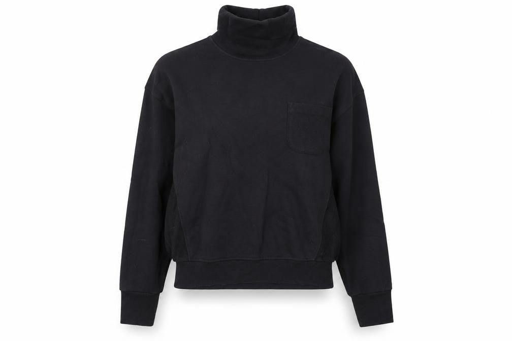 Front view of Reebok Women's Black Small Roll Neck Pullover Sweatshirt
