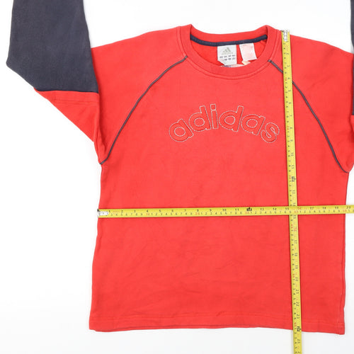 Adidas Boys Red Pullover Sweatshirt 14 Years Logo Athletic Fleece Top