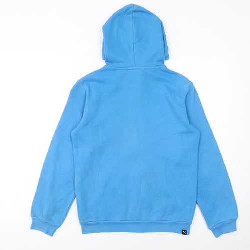 Puma Boys Blue Full Zip Hoodie Size 152 Fleece Logo Hooded Sweatshirt