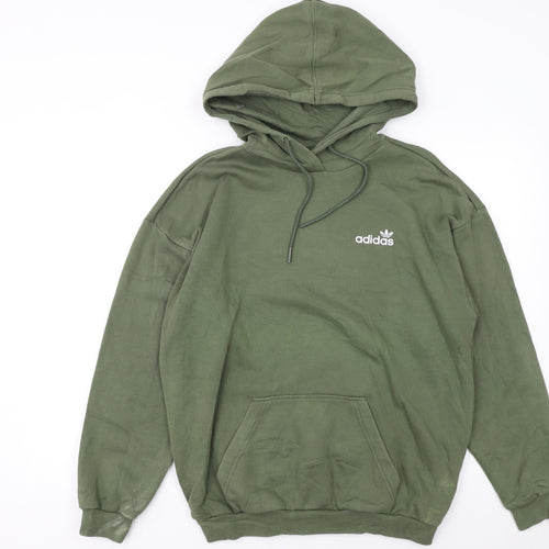 Adidas Womens Green Pullover Hoodie Size 8 Classic Logo Sweatshirt