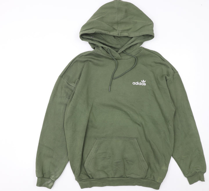 Adidas Womens Green Pullover Hoodie Size 8 Classic Logo Sweatshirt