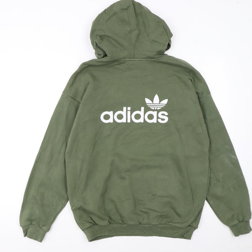 Adidas Womens Green Pullover Hoodie Size 8 Classic Logo Sweatshirt