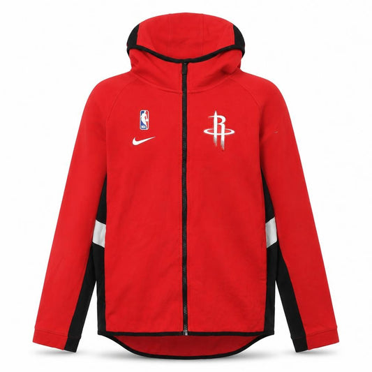 Front view of Nike boys’ red nba houston rockets full zip hoodie l 14/16 dri-fit