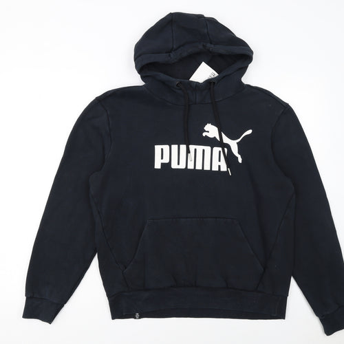 Puma Women's Black Small Pullover Hoodie with Logo Print