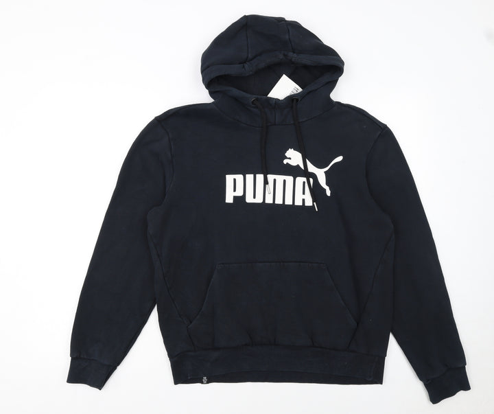 Puma Women's Black Small Pullover Hoodie with Logo Print