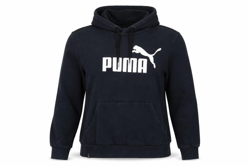 Front view of Puma Women's Black Small Pullover Hoodie with Logo Print