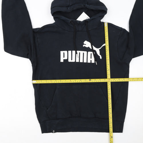 Puma Women's Black Small Pullover Hoodie with Logo Print
